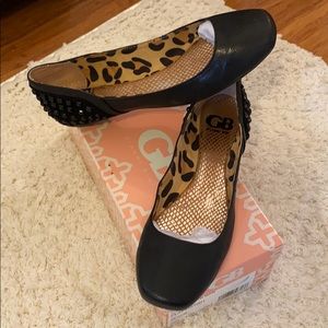 Gianna Bini Black Leather Flats